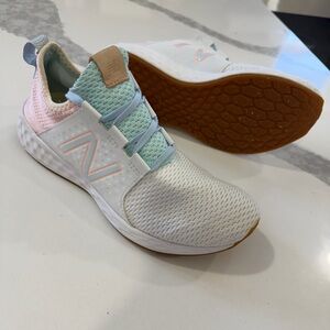 New Balance White, Pink, and Mint Sneakers